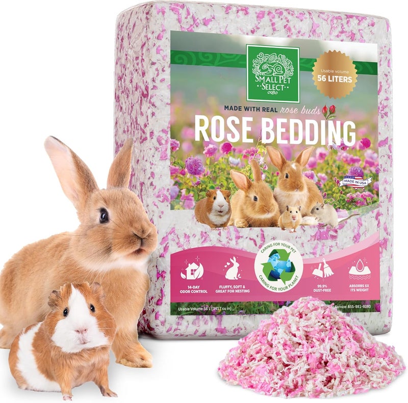 Small Pet Select - Natural Paper Bedding with Real Rose Petals. Rabbits, Guinea Pigs, and Other Small Animals, 56L - Image 1